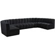 Bowery Hill Contemporary Soft Black Velvet Modular Sectional