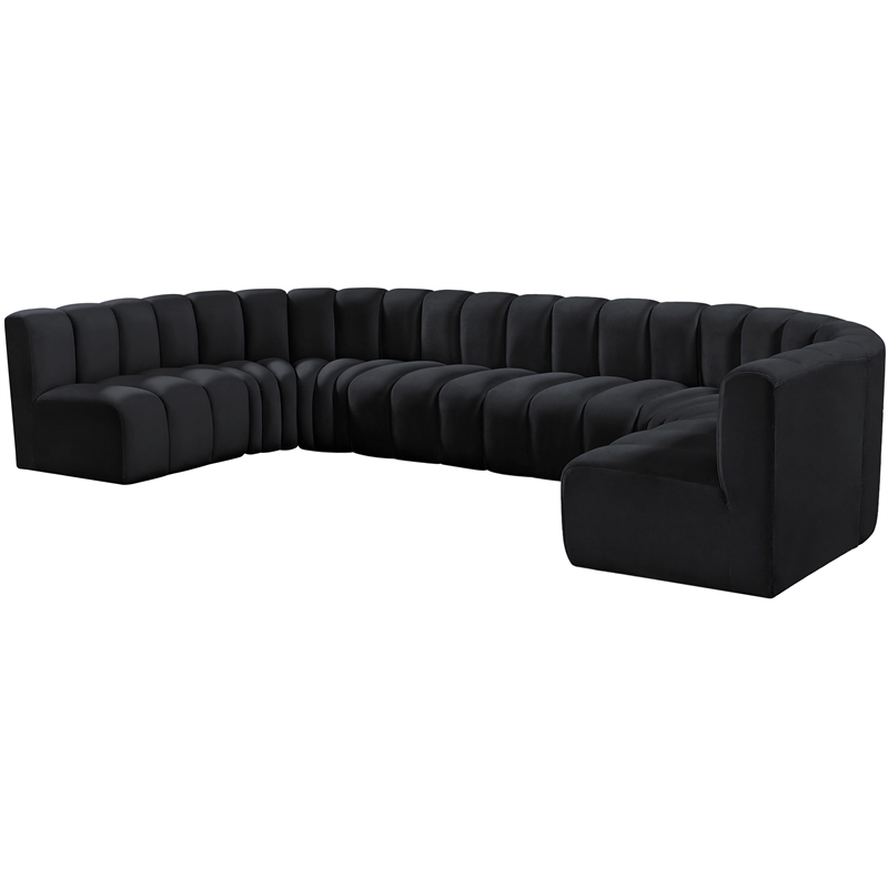 Bowery Hill Contemporary Soft Black Velvet Modular Sectional