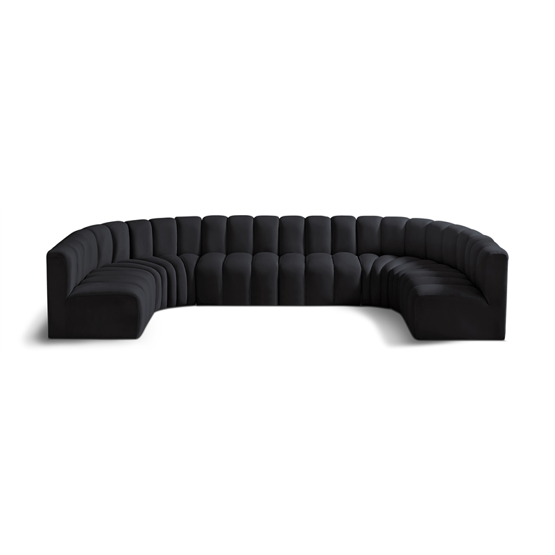Bowery Hill Contemporary Soft Black Velvet Modular Sectional