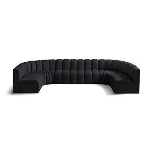 Bowery Hill Contemporary Soft Black Velvet Modular Sectional