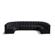 Bowery Hill Contemporary Soft Black Velvet Modular Sectional