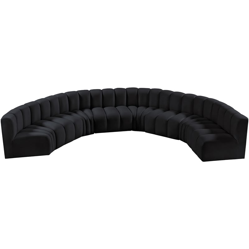 Bowery Hill Contemporary Soft Black Velvet Modular Sectional