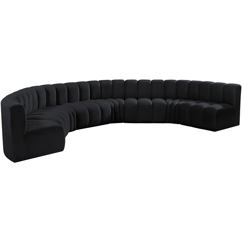 Bowery Hill Contemporary Soft Black Velvet Modular Sectional