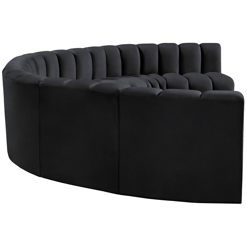 Bowery Hill Contemporary Soft Black Velvet Modular Sectional