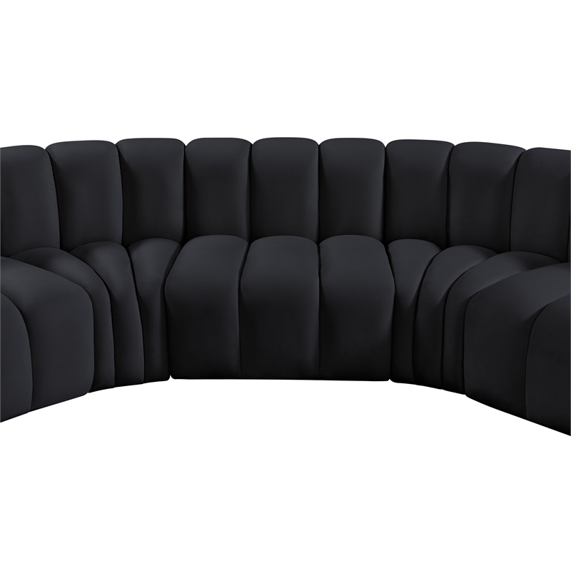 Bowery Hill Contemporary Soft Black Velvet Modular Sectional