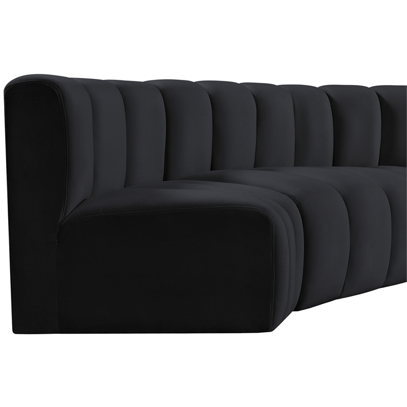 Bowery Hill Contemporary Soft Black Velvet Modular Sectional