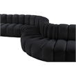 Bowery Hill Contemporary Soft Black Velvet Modular Sectional