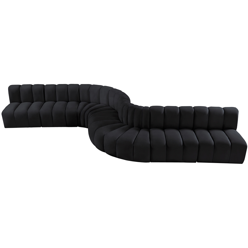 Bowery Hill Contemporary Soft Black Velvet Modular Sectional