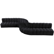 Bowery Hill Contemporary Soft Black Velvet Modular Sectional