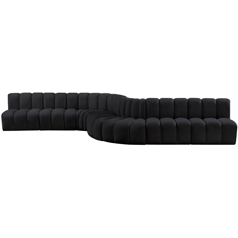 Bowery Hill Contemporary Soft Black Velvet Modular Sectional