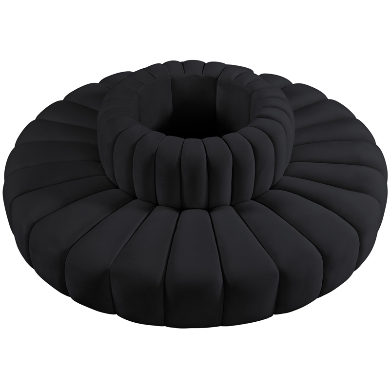 Bowery Hill Contemporary Soft Black Velvet Modular Sectional