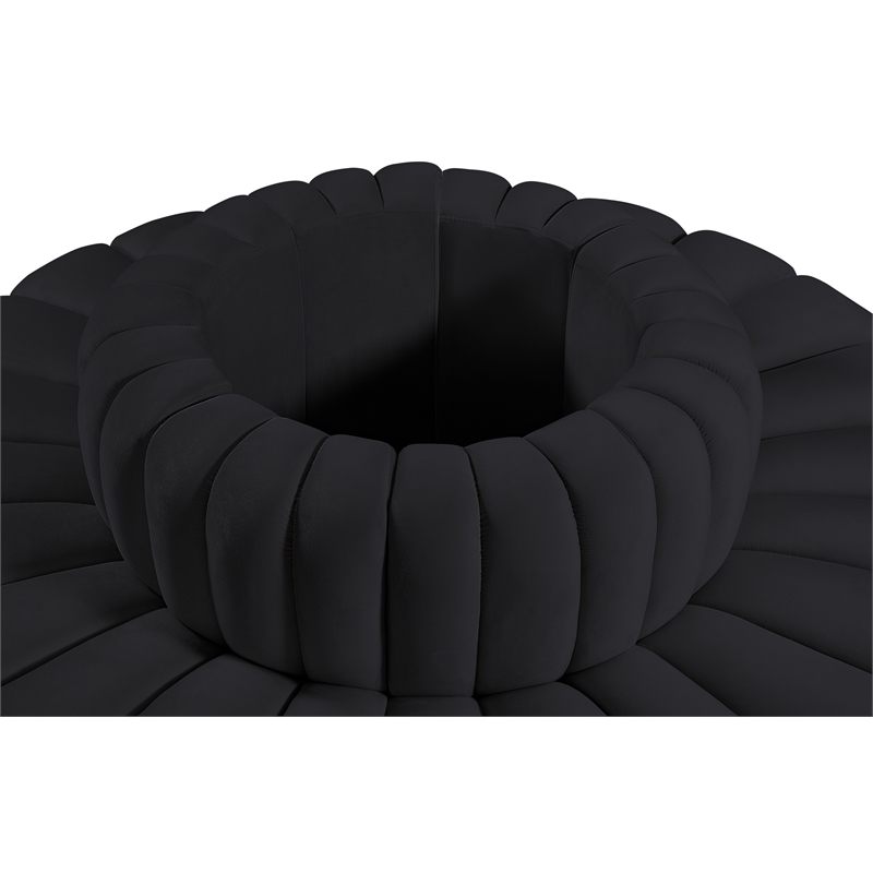 Bowery Hill Contemporary Soft Black Velvet Modular Sectional