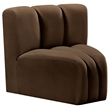 Bowery Hill Contemporary Deep Channel Tufted Soft Brown Velvet Curved Corner