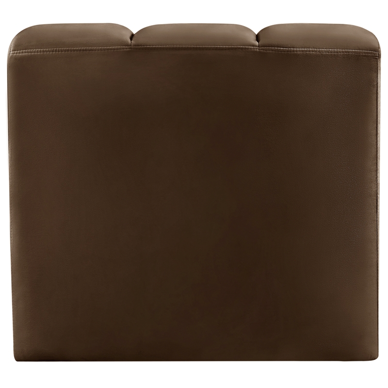 Bowery Hill Contemporary Deep Channel Tufted Soft Brown Velvet Curved Corner