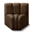 Bowery Hill Contemporary Deep Channel Tufted Soft Brown Velvet Curved Corner