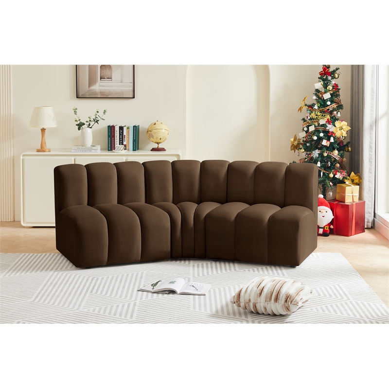 Bowery Hill Contemporary Soft Brown Velvet Modular Sectional