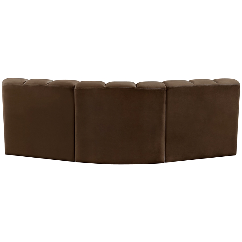 Bowery Hill Contemporary Soft Brown Velvet Modular Sectional