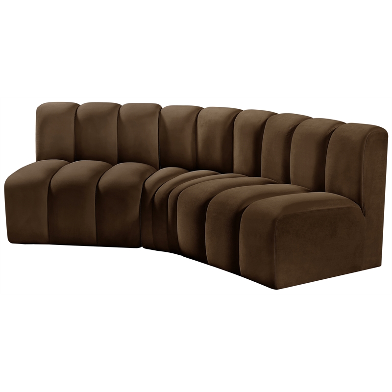 Bowery Hill Contemporary Soft Brown Velvet Modular Sectional