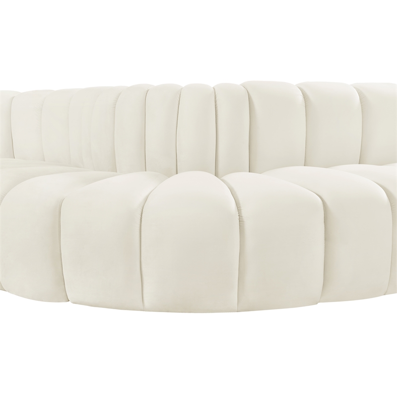 Bowery Hill Contemporary Soft Cream Velvet Modular Sectional