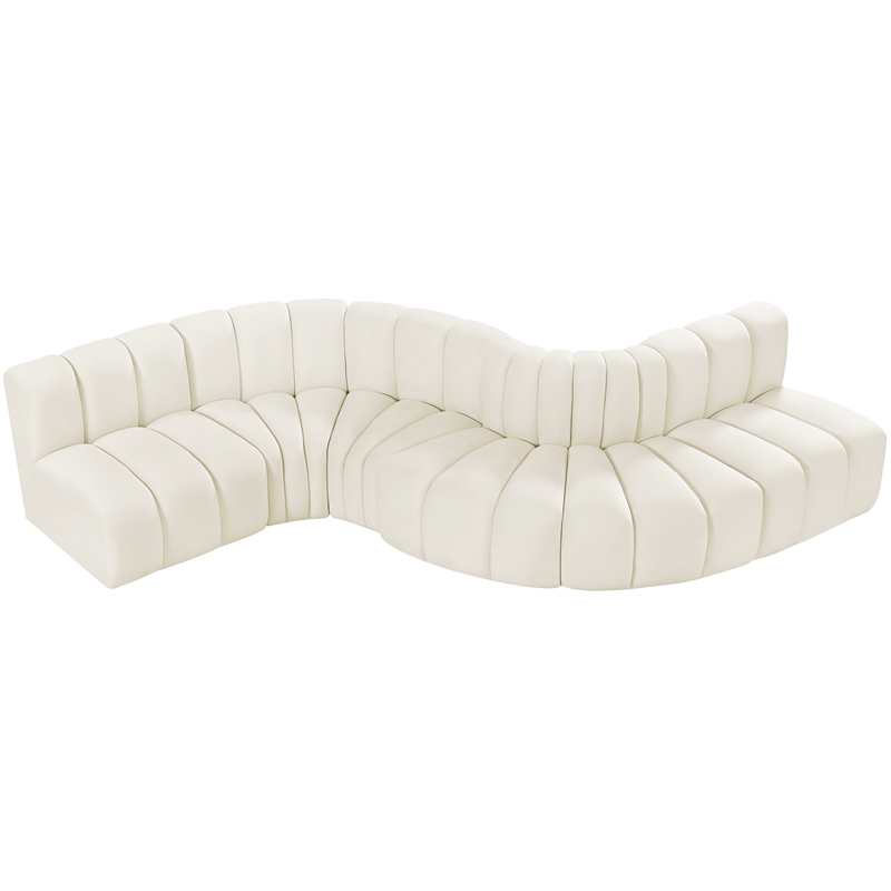 Bowery Hill Contemporary Soft Cream Velvet Modular Sectional