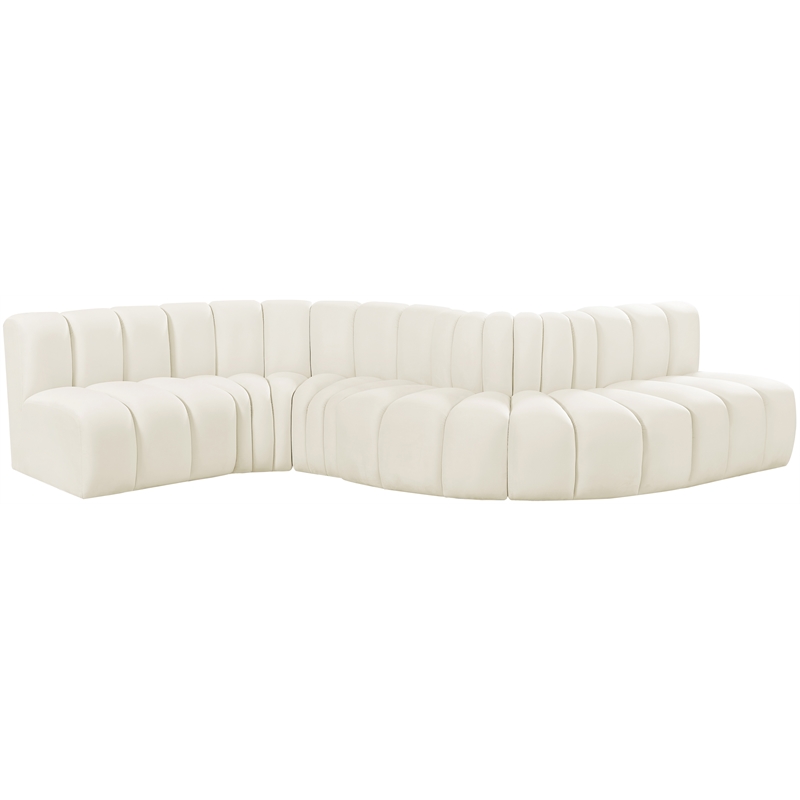 Bowery Hill Contemporary Soft Cream Velvet Modular Sectional