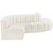 Bowery Hill Contemporary Soft Cream Velvet Modular Sectional