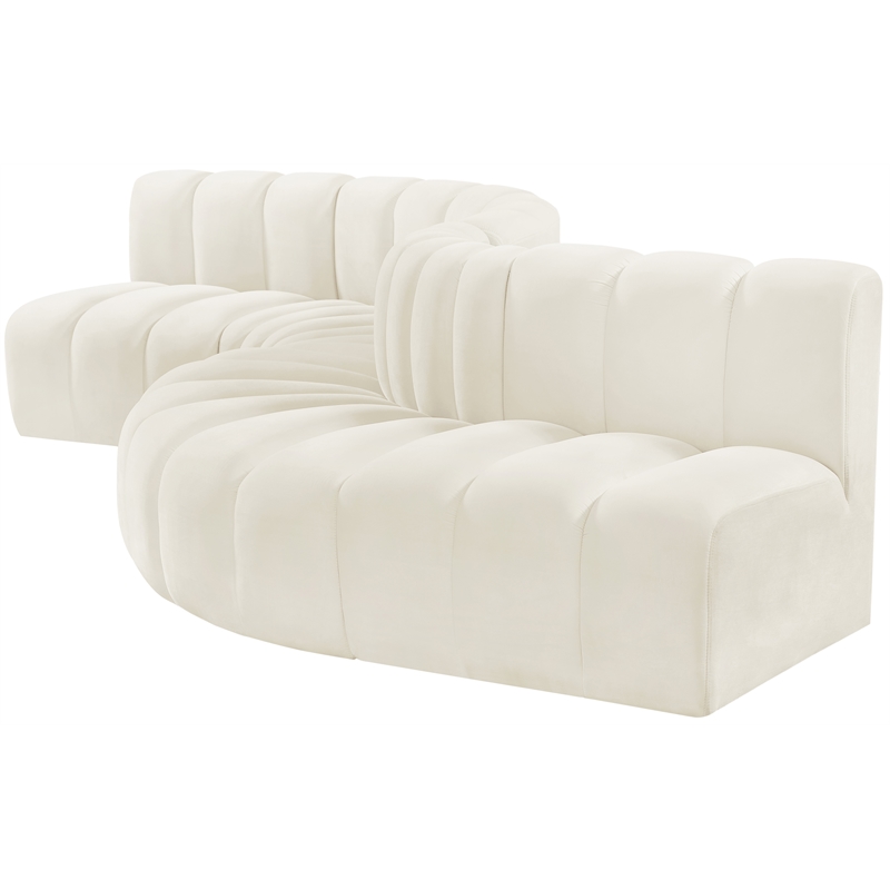 Bowery Hill Contemporary Soft Cream Velvet Modular Sectional