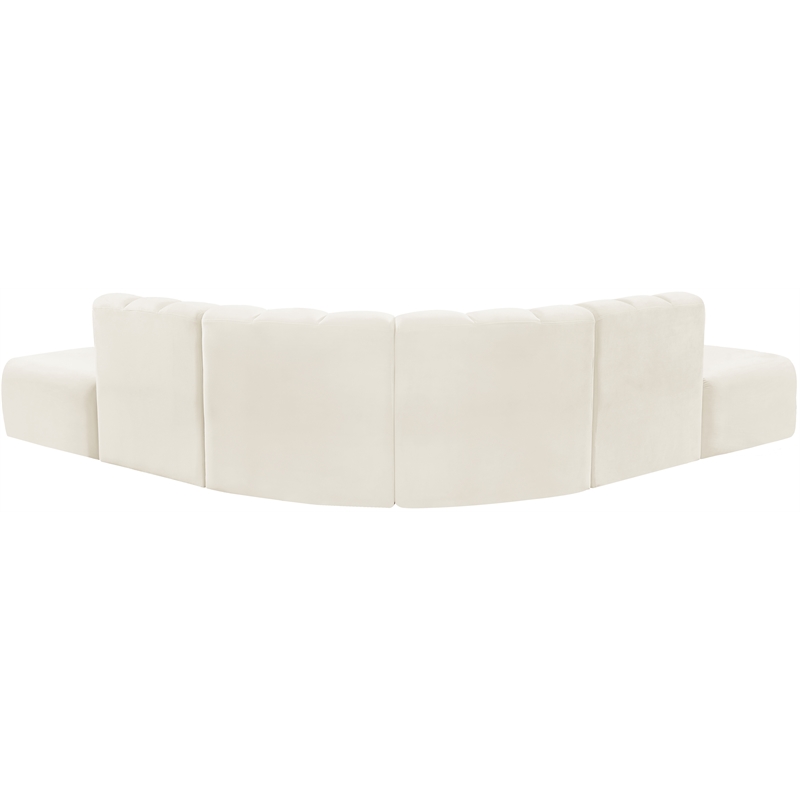 Bowery Hill Contemporary Soft Cream Velvet Modular Sectional