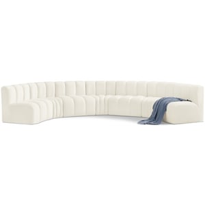 Bowery Hill Contemporary Soft Cream Velvet Modular Sectional