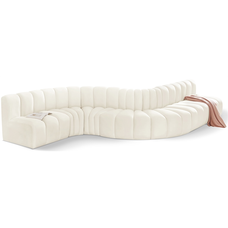 Bowery Hill Contemporary Soft Cream Velvet Modular Sectional
