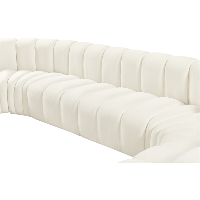 Bowery Hill Contemporary Soft Cream Velvet Modular Sectional