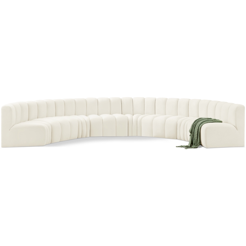 Bowery Hill Contemporary Soft Cream Velvet Modular Sectional