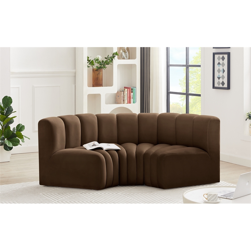 Bowery Hill Contemporary Soft Brown Velvet Modular Sectional