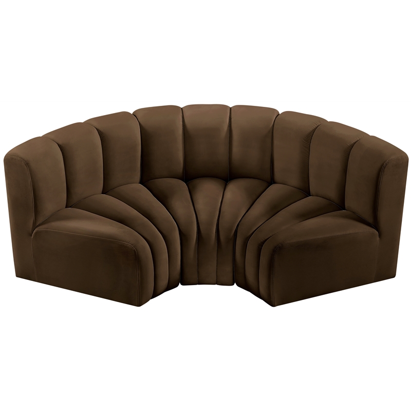 Bowery Hill Contemporary Soft Brown Velvet Modular Sectional