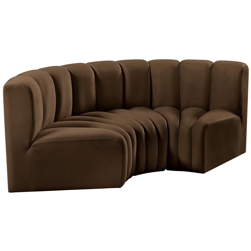 Bowery Hill Contemporary Soft Brown Velvet Modular Sectional