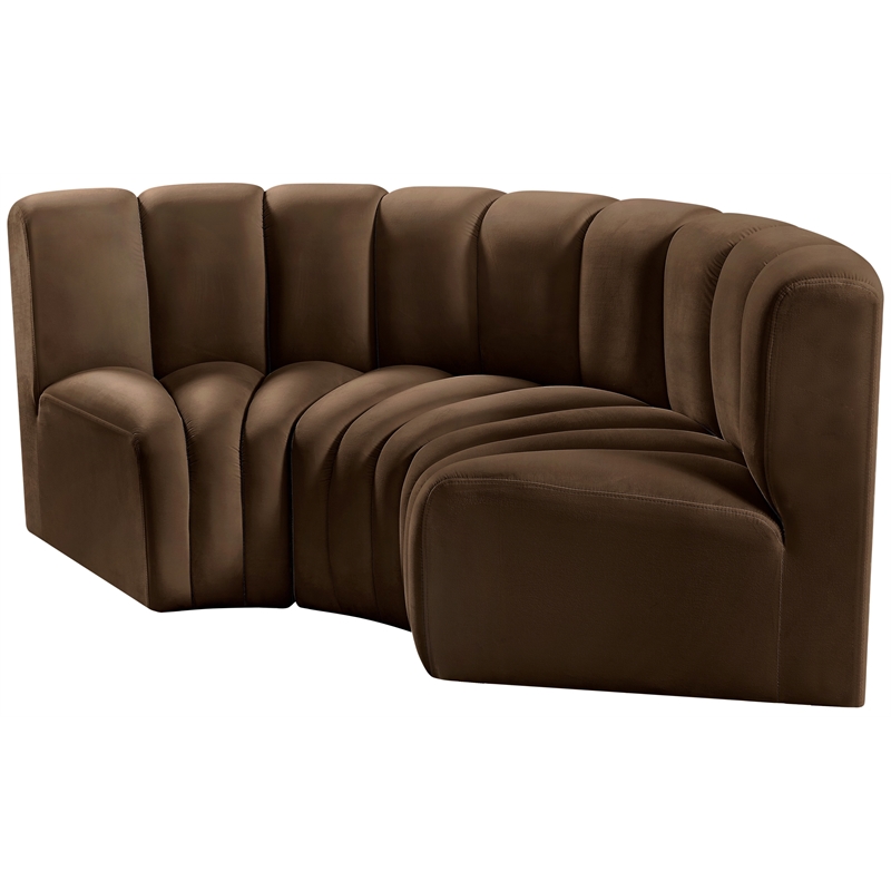 Bowery Hill Contemporary Soft Brown Velvet Modular Sectional