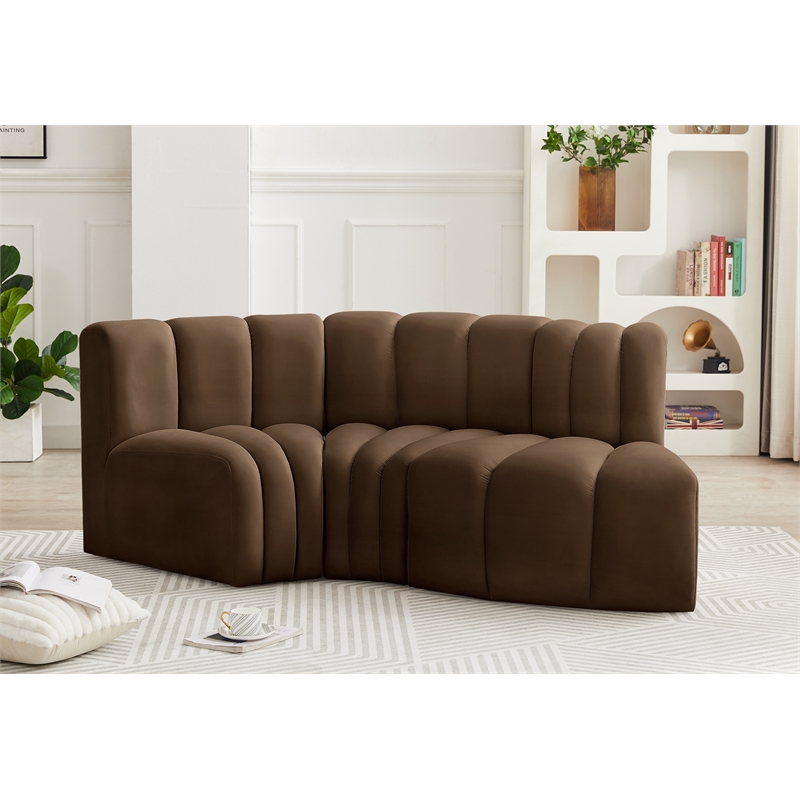 Bowery Hill Contemporary Soft Brown Velvet Modular Sectional