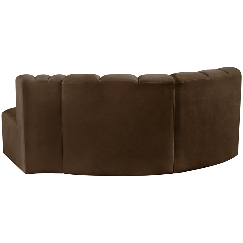 Bowery Hill Contemporary Soft Brown Velvet Modular Sectional