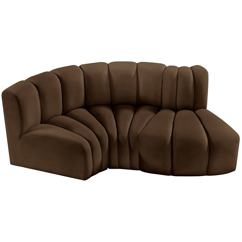Bowery Hill Contemporary Soft Brown Velvet Modular Sectional