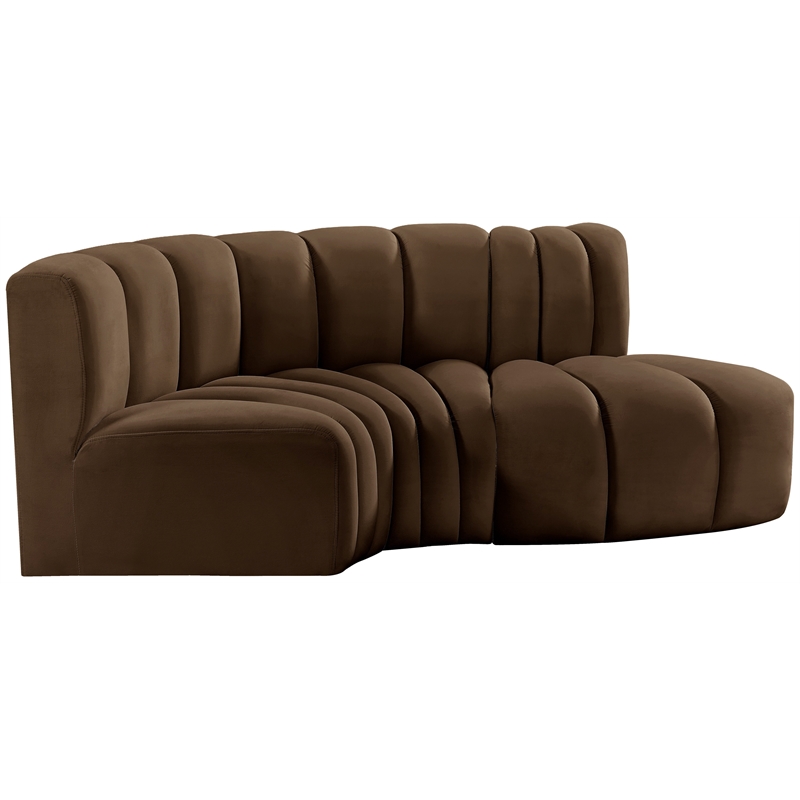 Bowery Hill Contemporary Soft Brown Velvet Modular Sectional