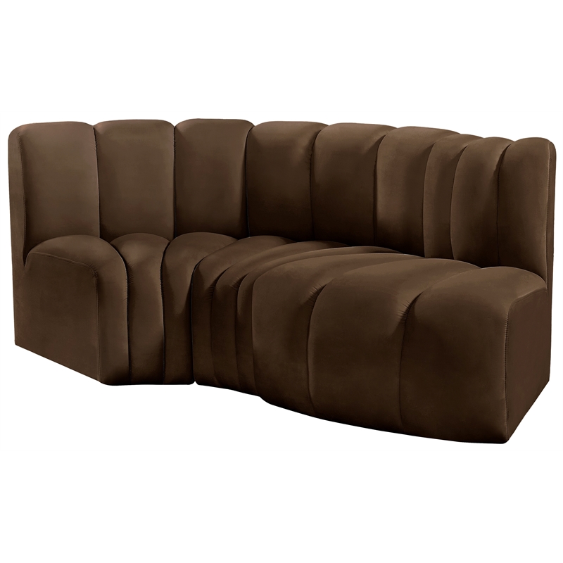 Bowery Hill Contemporary Soft Brown Velvet Modular Sectional