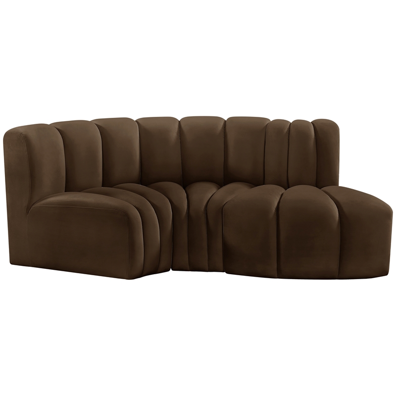 Bowery Hill Contemporary Soft Brown Velvet Modular Sectional