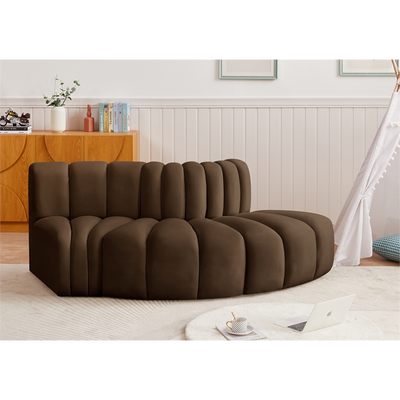 Bowery Hill Contemporary Soft Brown Velvet Modular Sectional