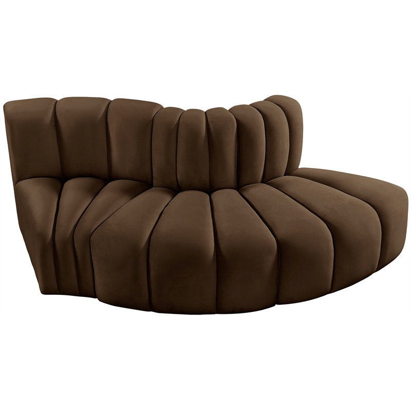 Bowery Hill Contemporary Soft Brown Velvet Modular Sectional