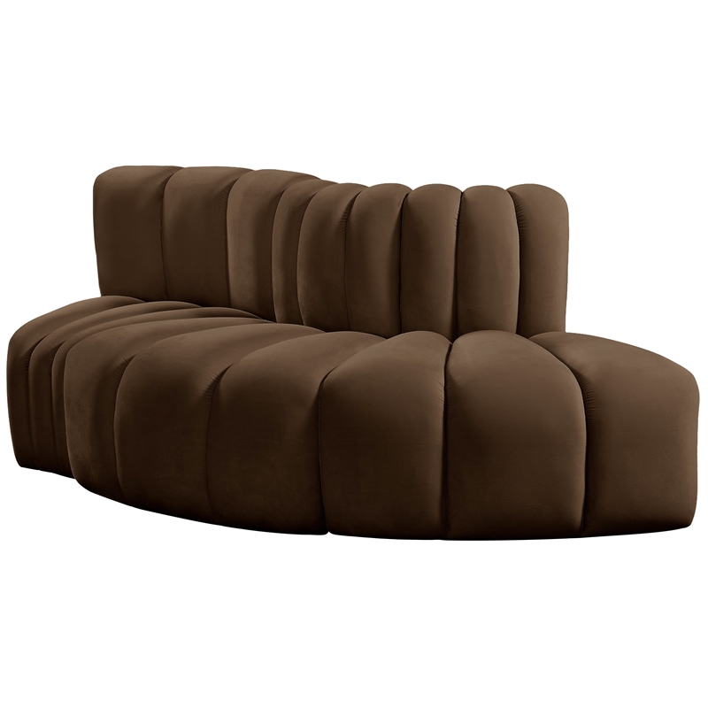 Bowery Hill Contemporary Soft Brown Velvet Modular Sectional