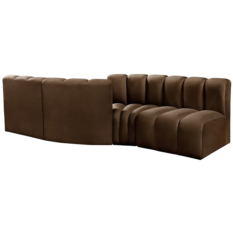Bowery Hill Contemporary Soft Brown Velvet Modular Sectional