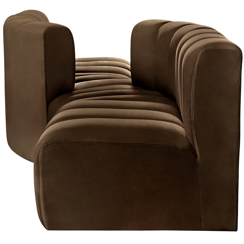 Bowery Hill Contemporary Soft Brown Velvet Modular Sectional