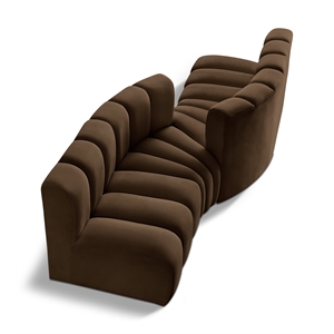 Bowery Hill Contemporary Soft Brown Velvet Modular Sectional