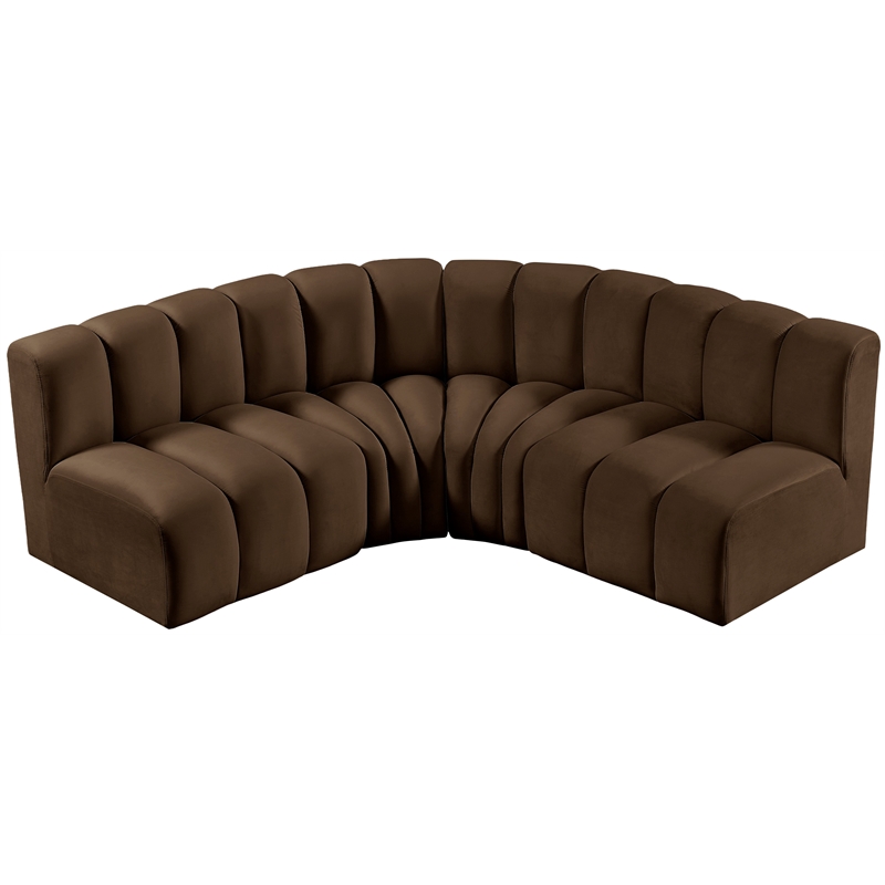 Bowery Hill Contemporary Soft Brown Velvet Modular Sectional