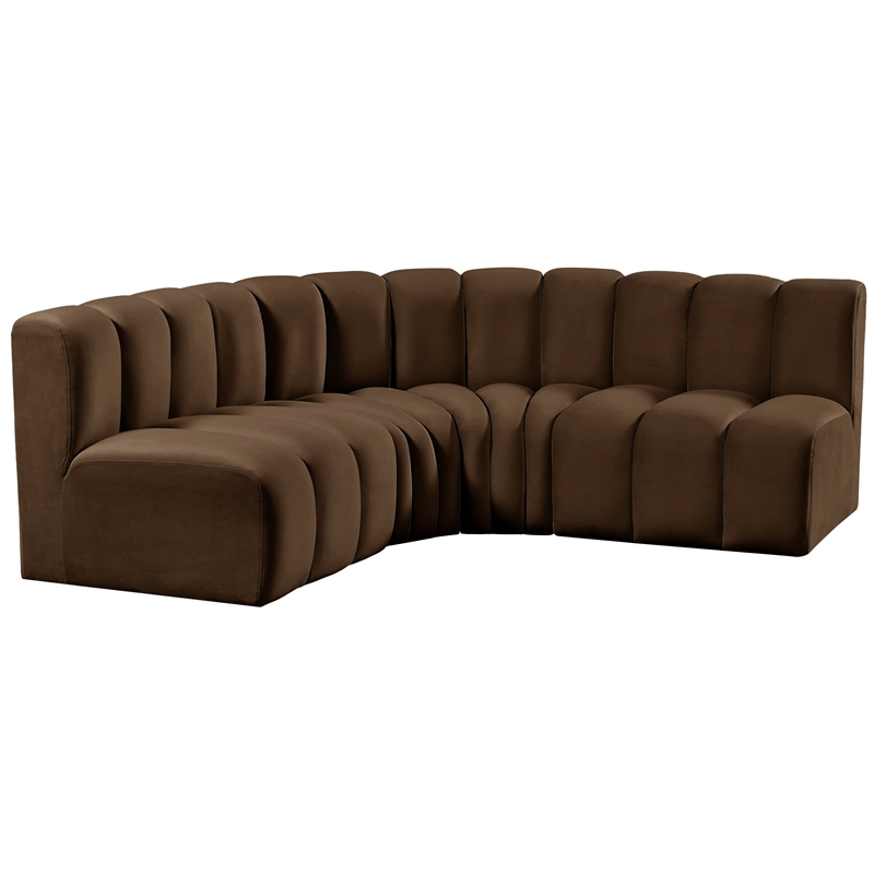 Bowery Hill Contemporary Soft Brown Velvet Modular Sectional